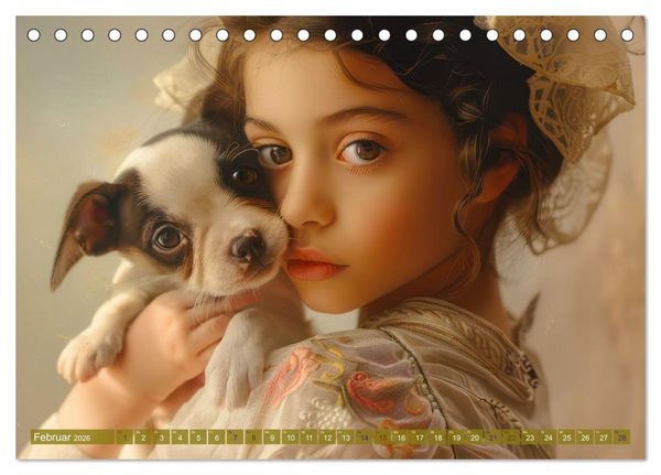Produktbild: Eine kindliche Tierliebe - Herzensbilder (Tischkalender 2026 DIN A5 quer), CALVENDO Monatskalender