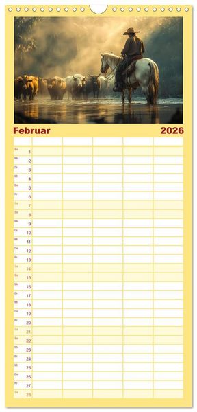 Produktbild: Familienplaner 2026 - Westernwelt mit 5 Spalten (Wandkalender, 21 x 45 cm) CALVENDO