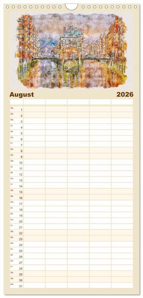 Produktbild: Familienplaner 2026 - Hamburg - malerische Metropole mit 5 Spalten (Wandkalender, 21 x 45 cm) CALVENDO