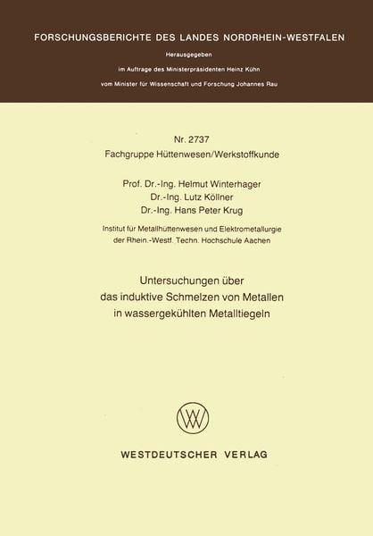 Produktbild: Untersuchungen &uuml;ber das induktive Schmelzen von Metallen in wassergek&uuml;hlten Metalltiegeln