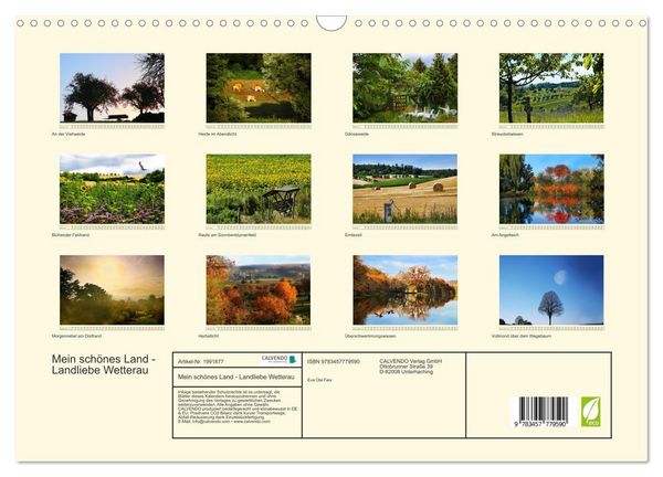 Produktbild: Mein sch&ouml;nes Land - Landliebe Wetterau (Wandkalender 2026 DIN A3 quer), CALVENDO Monatskalender