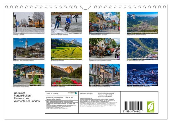 Produktbild: Garmisch-Partenkirchen - Zentrum des Werdenfelser Landes (Wandkalender 2026 DIN A4 quer), CALVENDO Monatskalender