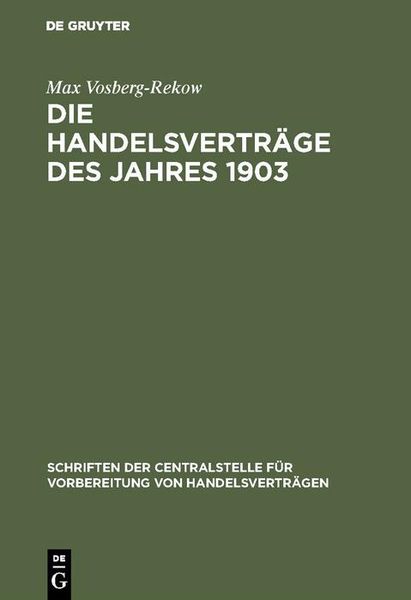 Produktbild: Die Handelsvertr&auml;ge des Jahres 1903