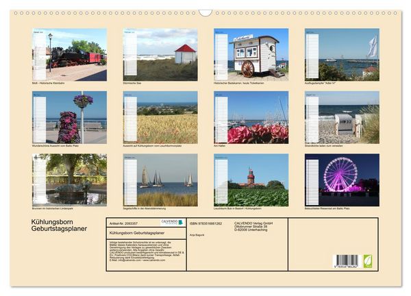 Produktbild: K&uuml;hlungsborn Geburtstagsplaner (Wandkalender 2026 DIN A2 quer), CALVENDO Monatskalender