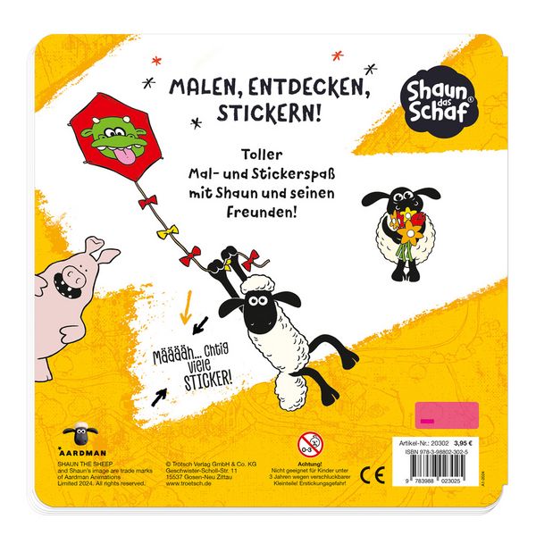 Produktbild: Tr&ouml;tsch Shaun das Schaf Stickermalbuch Malbuch mit Stickern