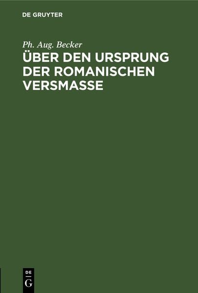 Produktbild: &Uuml;ber den Ursprung der romanischen Versmasse