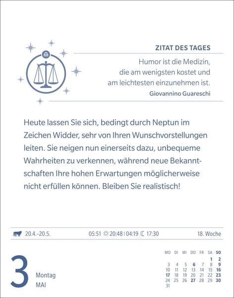 Produktbild: Waage Sternzeichenkalender 2027 - Tagesabrei&szlig;kalender - Ihr Horoskop f&uuml;r jeden Tag