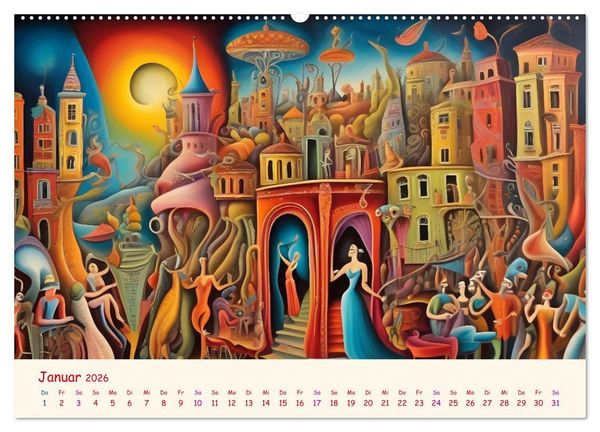 Produktbild: Absurdes Theater - In surrealen Traumwelten versinken (hochwertiger Premium Wandkalender 2026 DIN A2 quer), Kunstdruck in Hochglanz