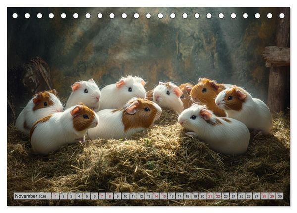 Produktbild: Guinea Pigs with Happy Squeal (Desk Calendar 2026 DIN A5 landscape), CALVENDO 12 Month DeskCalendar