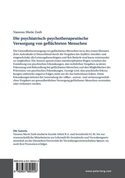 Produktbild: Die psychiatrisch-psychotherapeutische Versorgung von gefl&uuml;chteten Menschen
