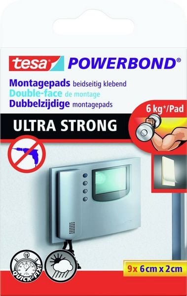 Tesa ULTRA STRONG 55790-00001-00 Doppelseitige Klebepads tesa Powerbond Weiß (L x B) 60 mm x 20 mm 1 St.