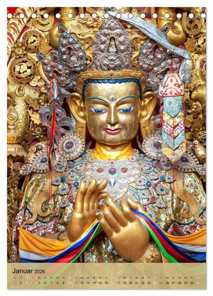 Produktbild: BUDDHA in GOLD (Tischkalender 2026 DIN A5 hoch), CALVENDO Monatskalender
