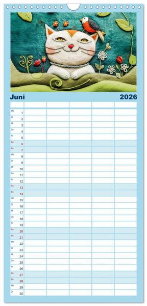 Produktbild: Familienplaner 2026 - Filzige Katzenfreunde - Ein Jahr voller niedlicher KI-Filzkunst mit 5 Spalten (Wandkalender, 21 x 45 cm) CALVENDO