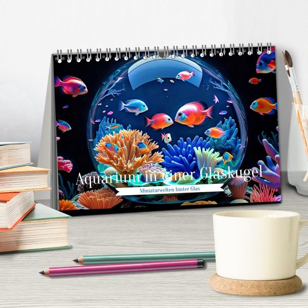 Produktbild: Aquarium in einer Glaskugel (Tischkalender 2026 DIN A5 quer), CALVENDO Monatskalender