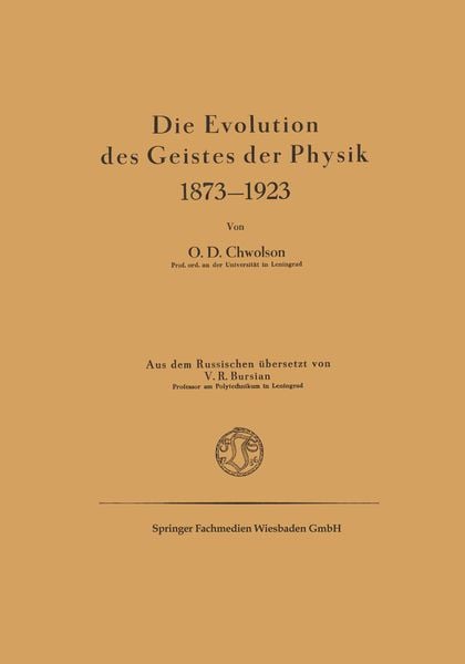 Produktbild: Die Evolution des Geistes der Physik 1873&ndash;1923