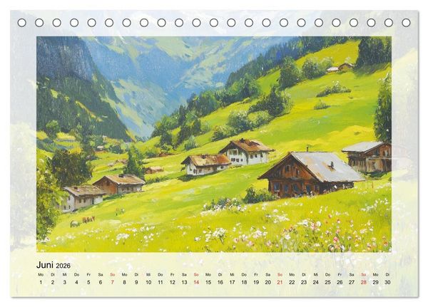 Produktbild: Zauber der Berge. Malerische Naturwunder in &Ouml;loptik (Tischkalender 2026 DIN A5 quer), CALVENDO Monatskalender