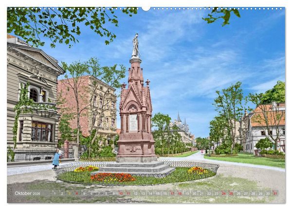 Produktbild: Aschersleben zur Kaiserzeit in Farbe &ndash; Kolorierte Schwarzwei&szlig;fotografien (hochwertiger Premium Wandkalender 2026 DIN A2 quer), Kunstdruck in Hochglanz
