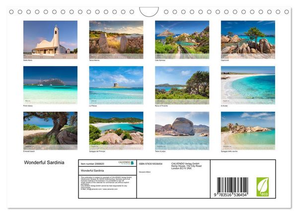 Produktbild: Wonderful Sardinia (Wall Calendar 2026 DIN A4 landscape), CALVENDO 12 Month Wall Calendar