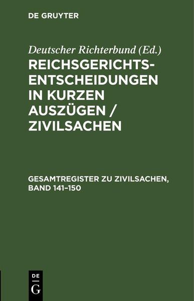Produktbild: Gesamtregister zu Zivilsachen, Band 141-150