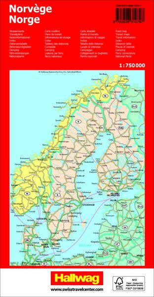 Produktbild: Hallwag Strassenkarte Norwegen 1:750.000