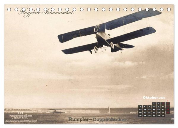 Produktbild: Doppeldecker entdeckt auf historischen Postkarten (Tischkalender 2026 DIN A5 quer), CALVENDO Monatskalender