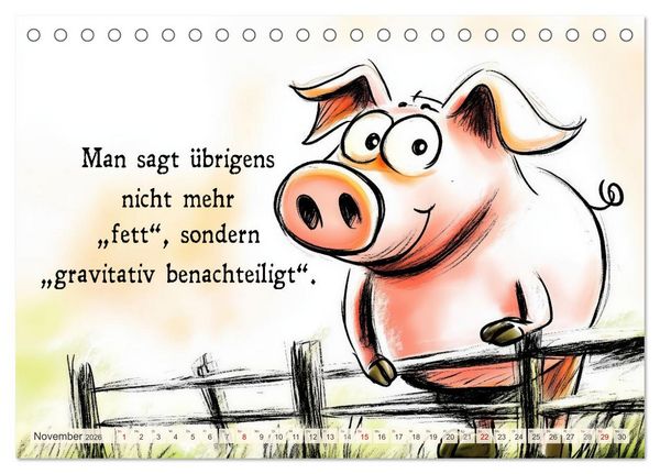 Produktbild: Saugute Schweinespr&uuml;che (Tischkalender 2026 DIN A5 quer), CALVENDO Monatskalender