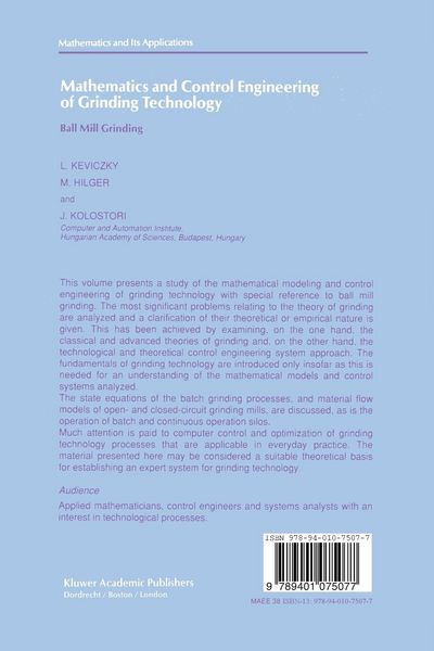 Produktbild: Mathematics and Control Engineering of Grinding Technology