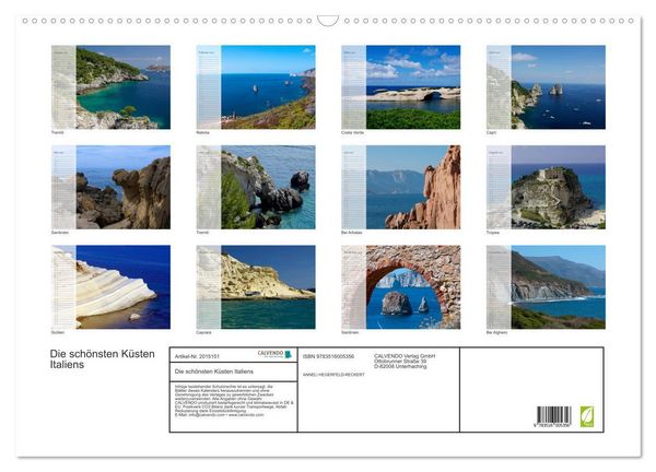 Produktbild: Die sch&ouml;nsten K&uuml;sten Italiens (Wandkalender 2026 DIN A2 quer), CALVENDO Monatskalender