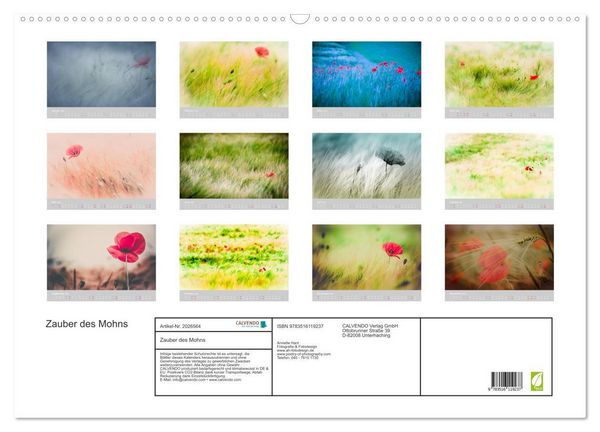 Produktbild: Zauber des Mohns (Wandkalender 2026 DIN A2 quer), CALVENDO Monatskalender