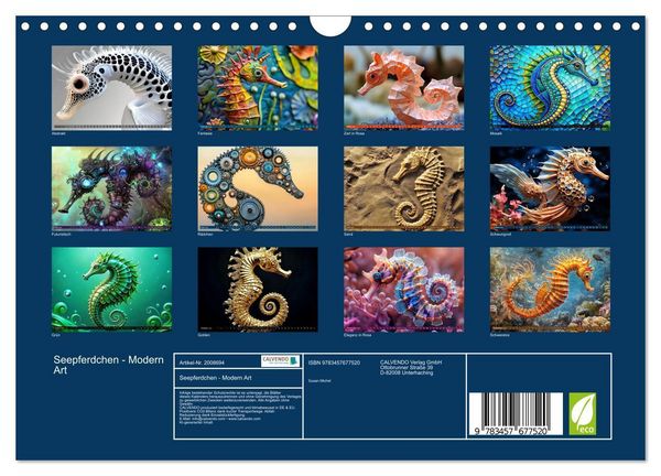Produktbild: Seepferdchen - Modern Art (Wandkalender 2026 DIN A4 quer), CALVENDO Monatskalender