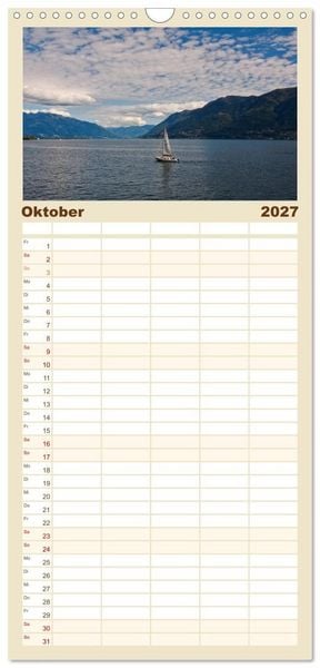 Produktbild: Familienplaner 2027 - Lago Maggiore mit 5 Spalten (Wandkalender, 21 x 45 cm) CALVENDO