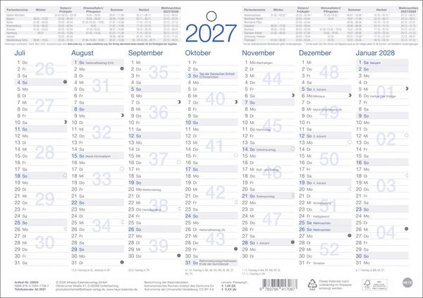 Produktbild: Tafelkalender A5 2027