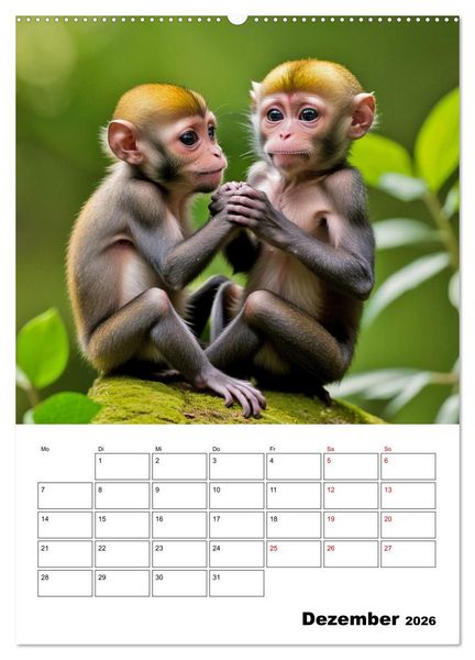 Produktbild: Mit Tieren hinein in das neue Jahr (Wandkalender 2026 DIN A2 hoch), CALVENDO Monatskalender