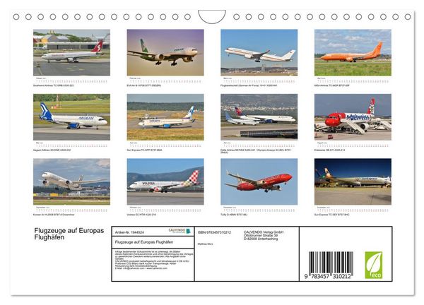 Produktbild: Flugzeuge auf Europas Flugh&auml;fen (Wandkalender 2026 DIN A4 quer), CALVENDO Monatskalender
