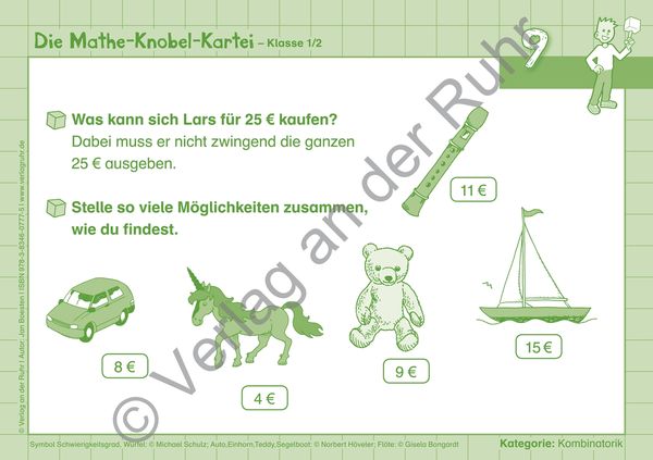 Produktbild: Die Mathe-Knobel-Kartei &ndash; Klasse 1/2
