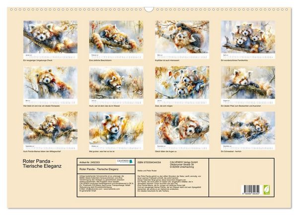 Produktbild: Roter Panda - Tierische Eleganz (Wandkalender 2027 DIN A2 quer), CALVENDO Monatskalender