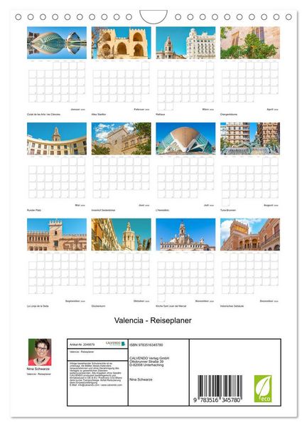 Produktbild: Valencia - Reiseplaner (Wandkalender 2026 DIN A4 hoch), CALVENDO Monatskalender