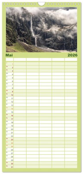Produktbild: Familienplaner 2026 - Faszination Naturwunder mit 5 Spalten (Wandkalender, 21 x 45 cm) CALVENDO