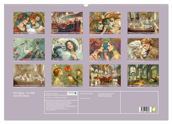Produktbild: Art Deco - Im Stil von Art Deco (Wandkalender 2026 DIN A2 quer), CALVENDO Monatskalender