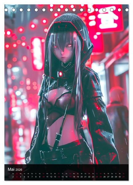 Produktbild: Manga-Comics. Cyberpunk Anime. Science Fiction Girls (Tischkalender 2026 DIN A5 hoch), CALVENDO Monatskalender