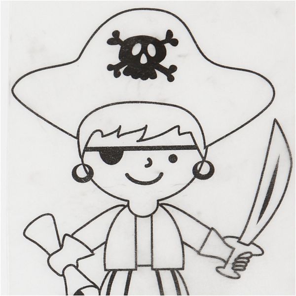 Produktbild: Creativ Company Plastikschrumpfplatten mit Motiven, Piraten, Blatt 10,5x14,5 cm, Dicke 0,3 mm, Matt transparent, 4 Blatt