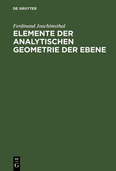 Produktbild: Elemente der analytischen Geometrie der Ebene