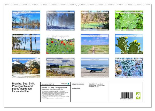 Produktbild: Breathe. See. Shift. Photographic and poetic inspiration for an alert life (High Quality Premium Wall Calendar 2026 DIN A2 landscape),CALVENDO 12 Mont