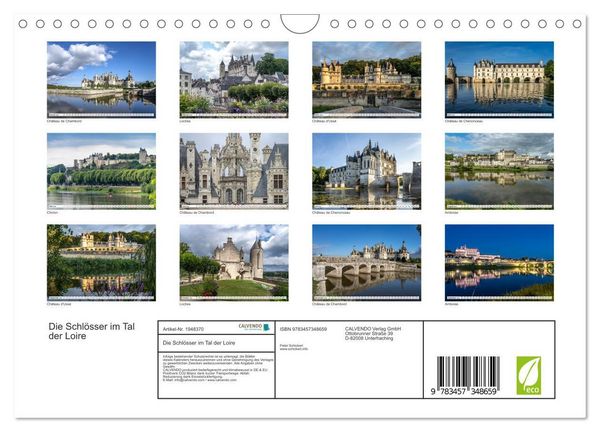 Produktbild: Die Schl&ouml;sser im Tal der Loire (Wandkalender 2026 DIN A4 quer), CALVENDO Monatskalender