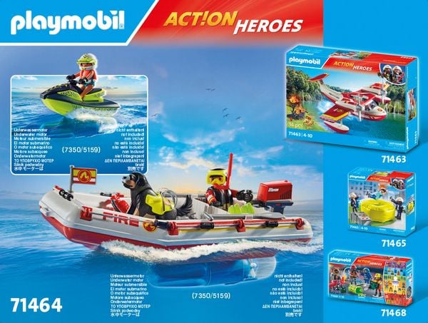 Produktbild: PLAYMOBIL 71464 Feuerwehrboot mit Aqua Scooter