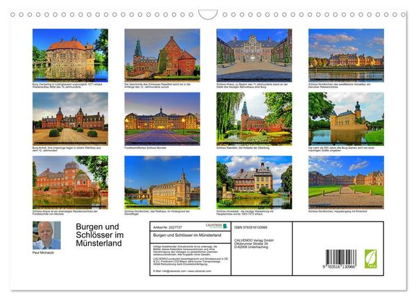 Produktbild: Burgen und Schl&ouml;sser im M&uuml;nsterland (Wandkalender 2026 DIN A3 quer), CALVENDO Monatskalender