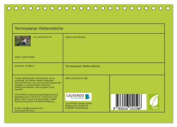 Produktbild: Terminplaner Wellensittiche (Tischkalender 2026 DIN A5 quer), CALVENDO Monatskalender