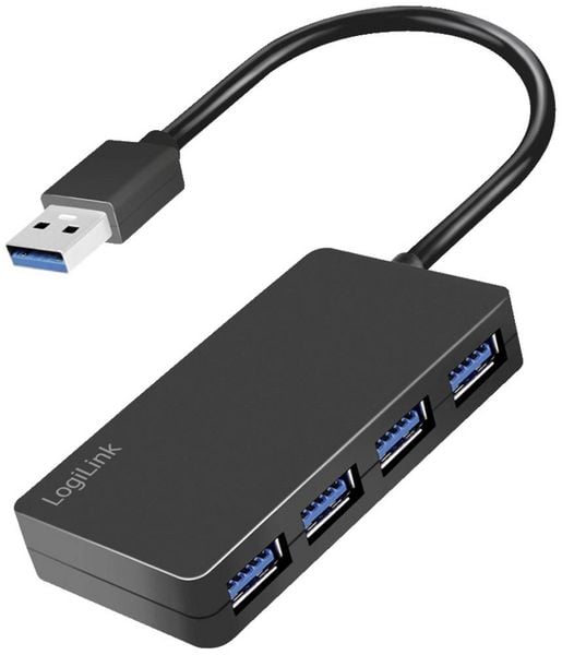 Produktbild: LogiLink UA0396 USB-Hub 4 Port USB-A USB 3.2 Gen1 5 GBit/s Schwarz UA0396