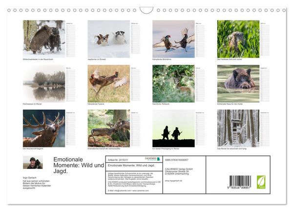 Produktbild: Emotionale Momente: Wild und Jagd. (Wandkalender 2026 DIN A3 quer), CALVENDO Monatskalender