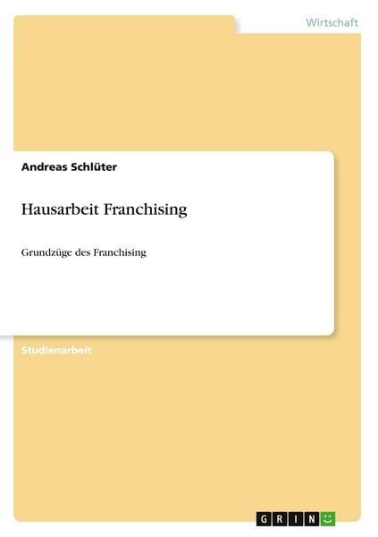 Produktbild: Hausarbeit Franchising